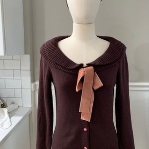 BCBG Maxazria cardigan with bow detail in maroon
